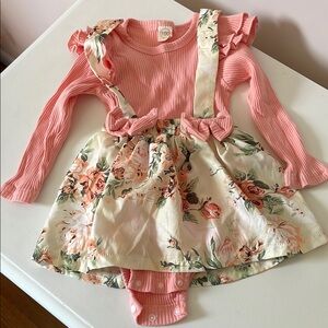 Pink Floral Baby Dress with Ruffles